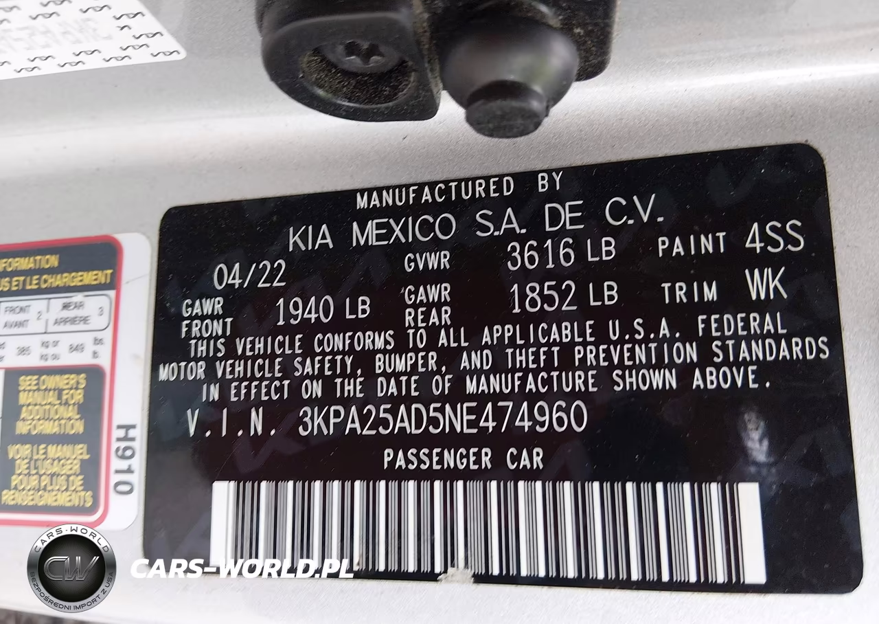 2022 Kia Rio 5-Door S VIN:3KPA25AD5NE474960 - 9