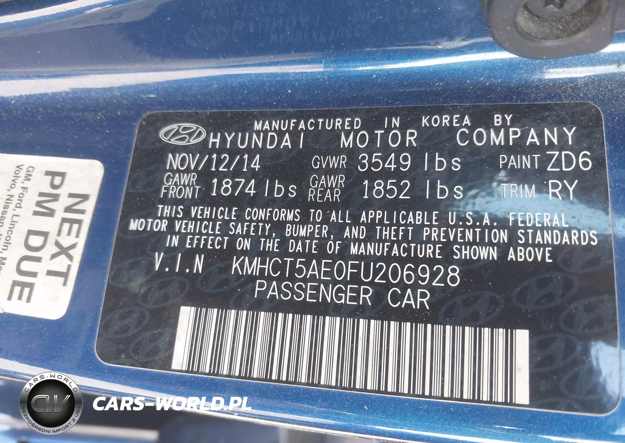 2015 Hyundai Accent Gs VIN:KMHCT5AE0FU206928 - 9