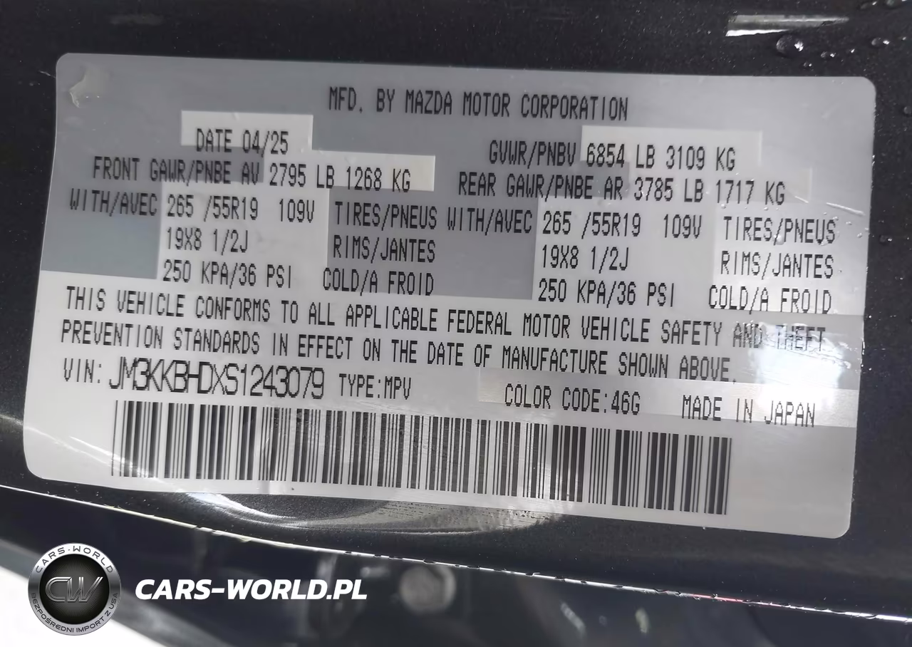 2025 Mazda Cx-90 3.3 Turbo Preferred Package VIN:JM3KKBHDXS1243079 - 9