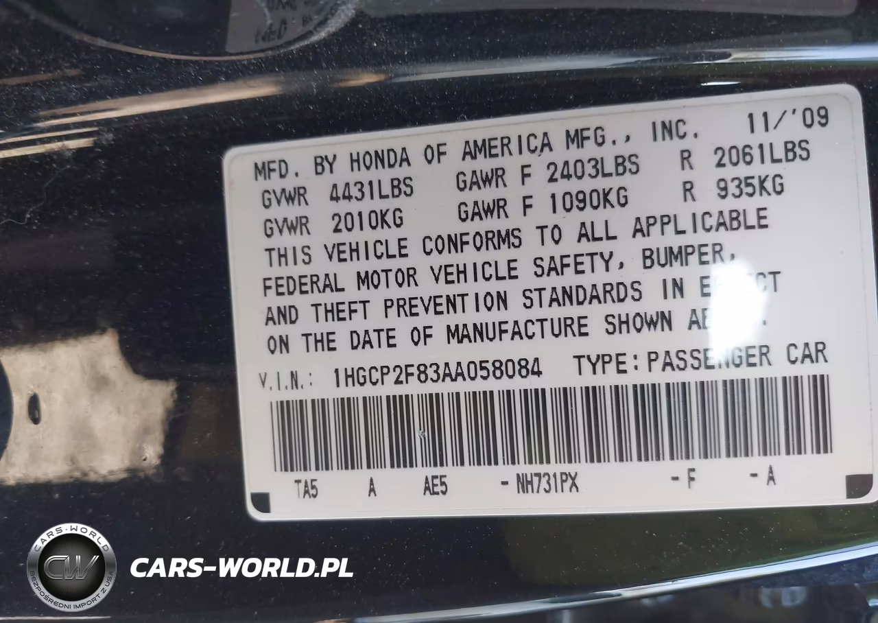 2010 Honda Accord 2.4 Ex-L VIN:1HGCP2F83AA058084 - 9