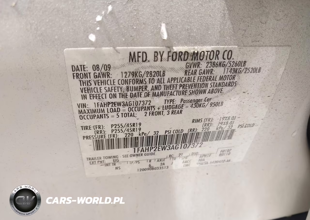 2010 Ford Taurus Sel VIN:1FAHP2EW3AG107372 - 9