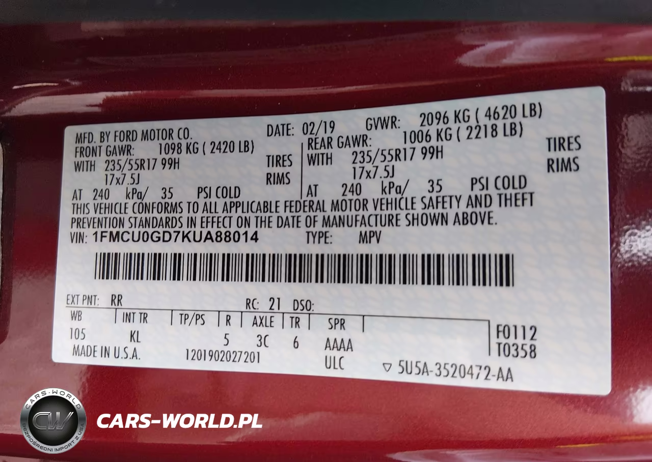 2019 Ford Escape Se VIN:1FMCU0GD7KUA88014 - 9