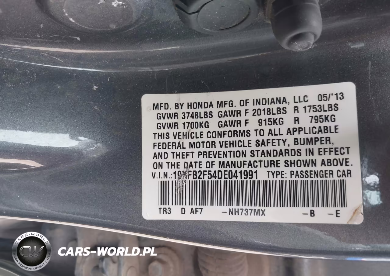 2013 Honda Civic Lx VIN:19XFB2F54DE041991 - 9