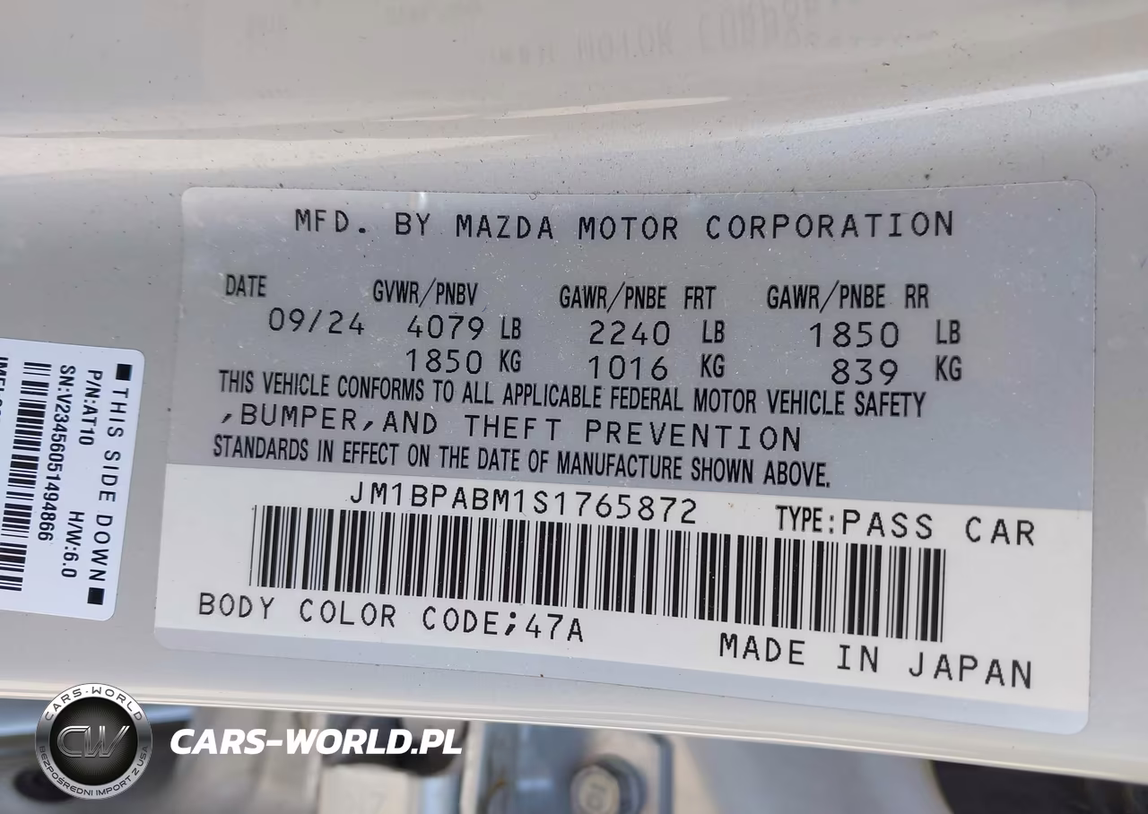 2025 Mazda Mazda3 VIN:JM1BPABM1S1765872 - 9
