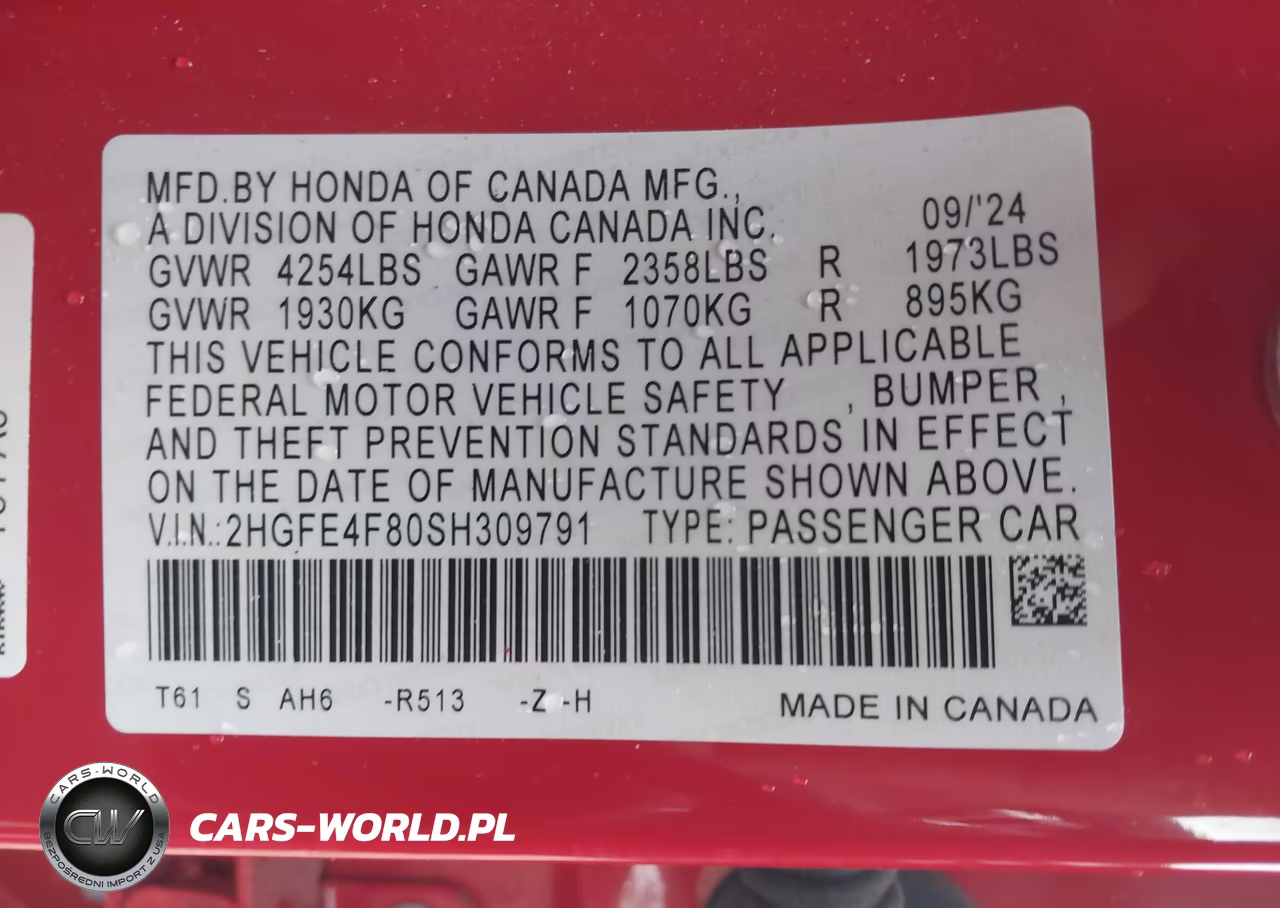 2025 Honda Civic Hybrid Sport-Sport Touring VIN:2HGFE4F80SH309791 - 9