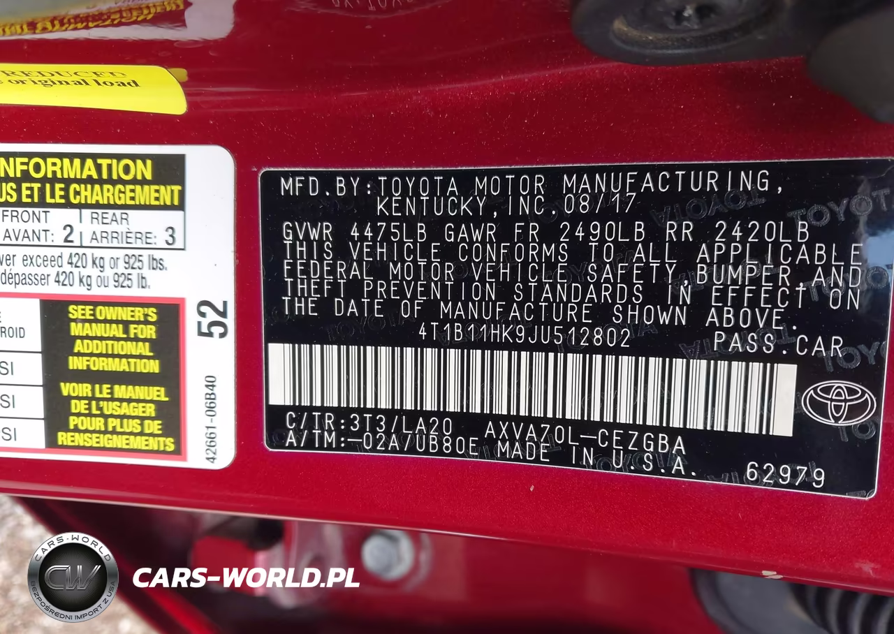 2018 Toyota Camry Xle VIN:4T1B11HK9JU512802 - 9