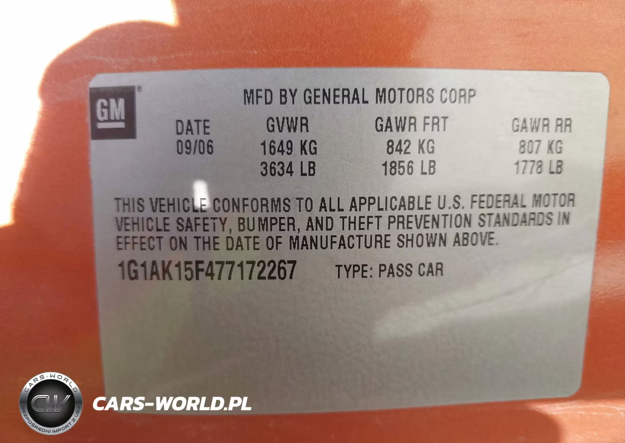 2007 Chevrolet Cobalt Ls VIN:1G1AK15F477172267 - 9