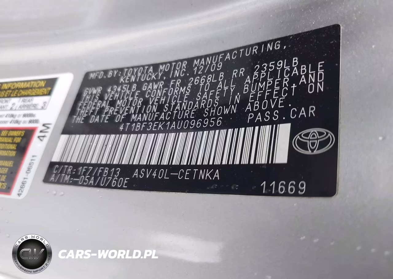 2010 Toyota Camry VIN:4T1BF3EK1AU096956 - 9