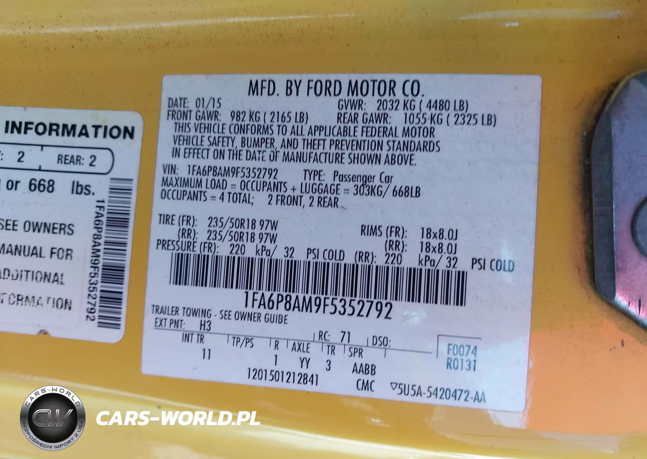 2015 Ford Mustang V6 VIN:1FA6P8AM9F5352792 - 9