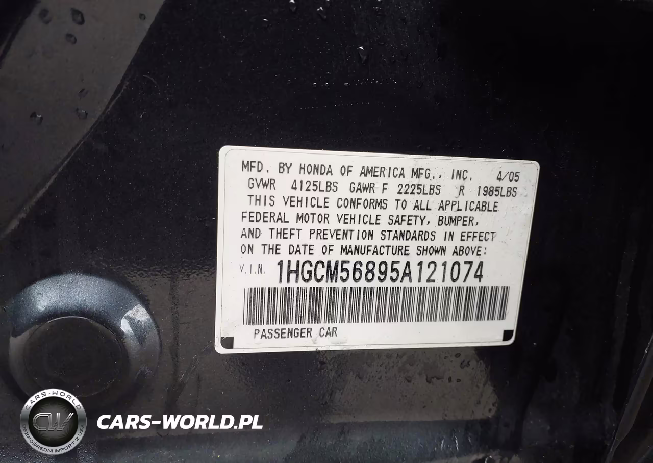 2005 Honda Accord 2.4 Ex VIN:1HGCM56895A121074 - 9