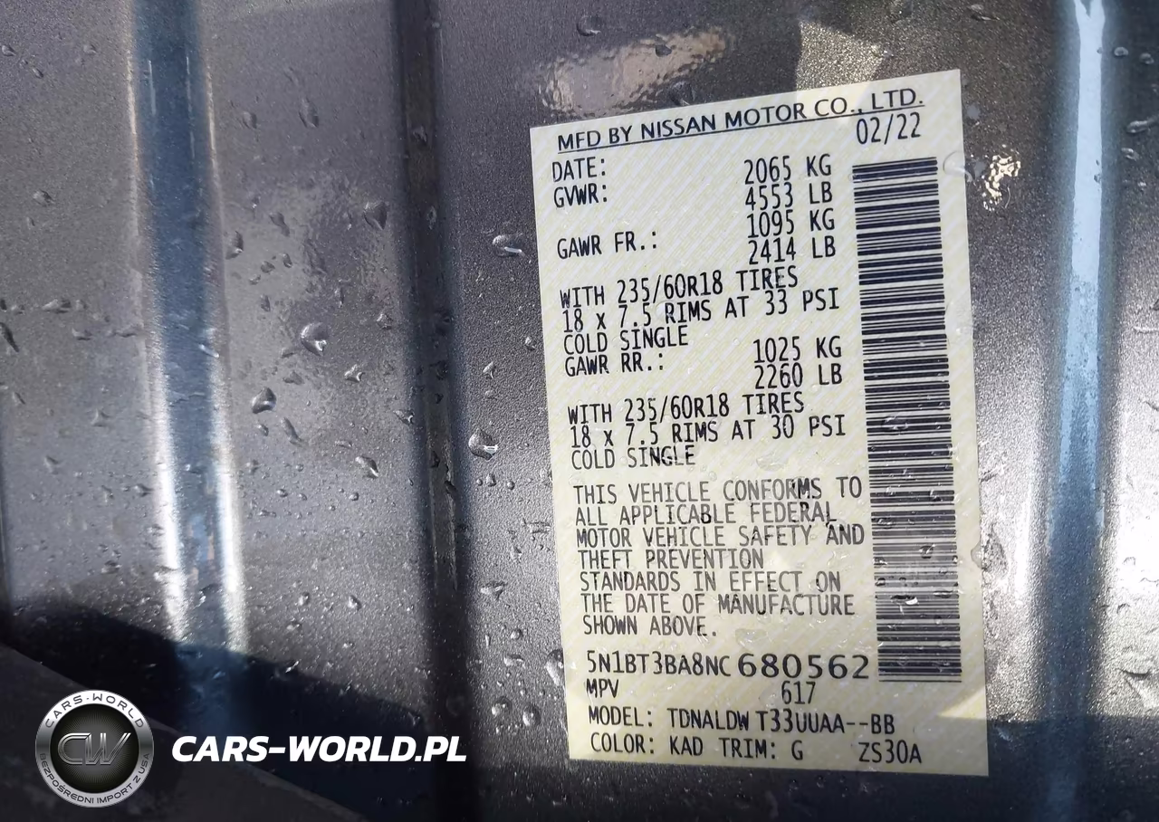 2022 Nissan Rogue Sv Fwd VIN:5N1BT3BA8NC680562 - 9