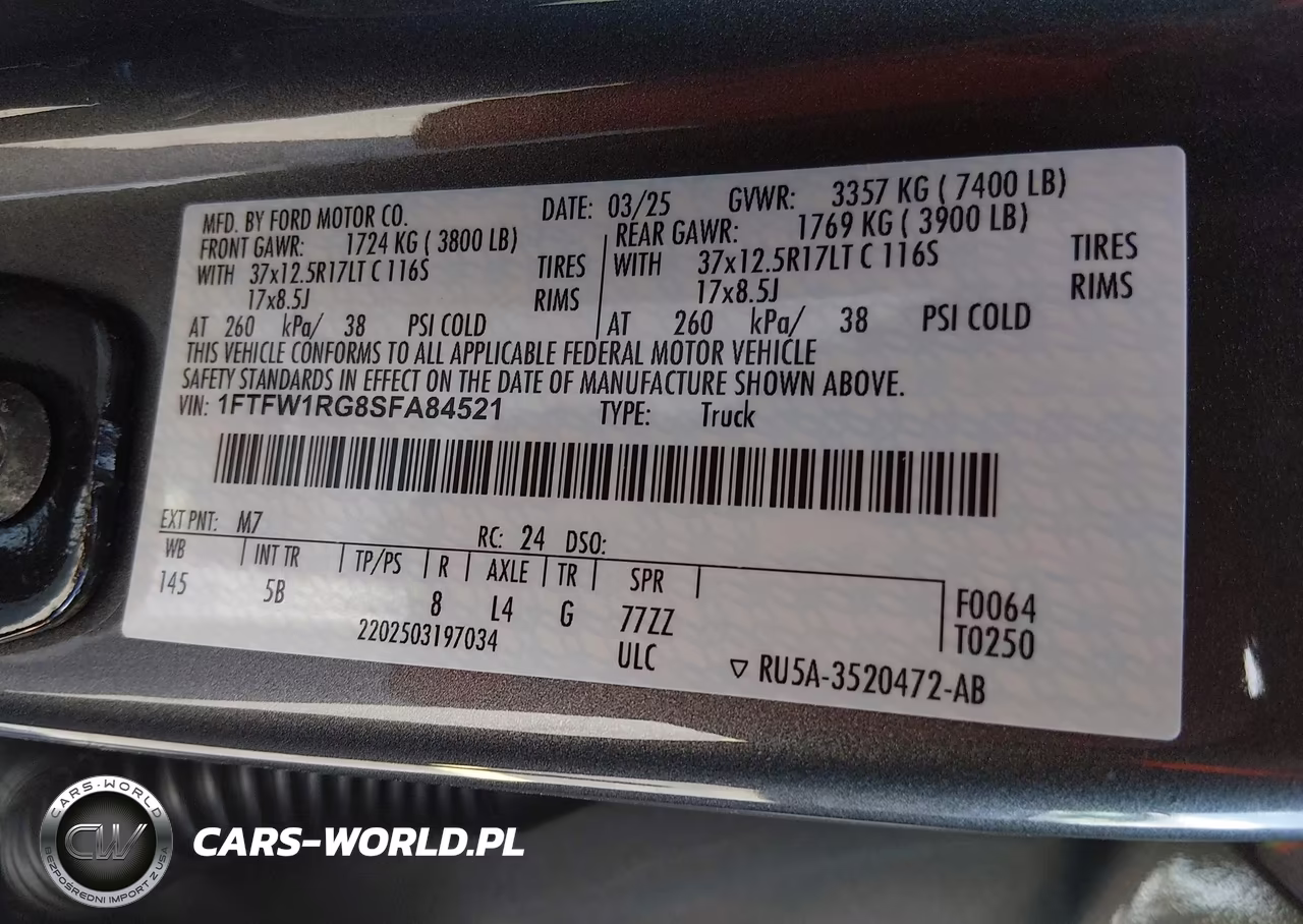2025 Ford F-150 Raptor VIN:1FTFW1RG8SFA84521 - 9