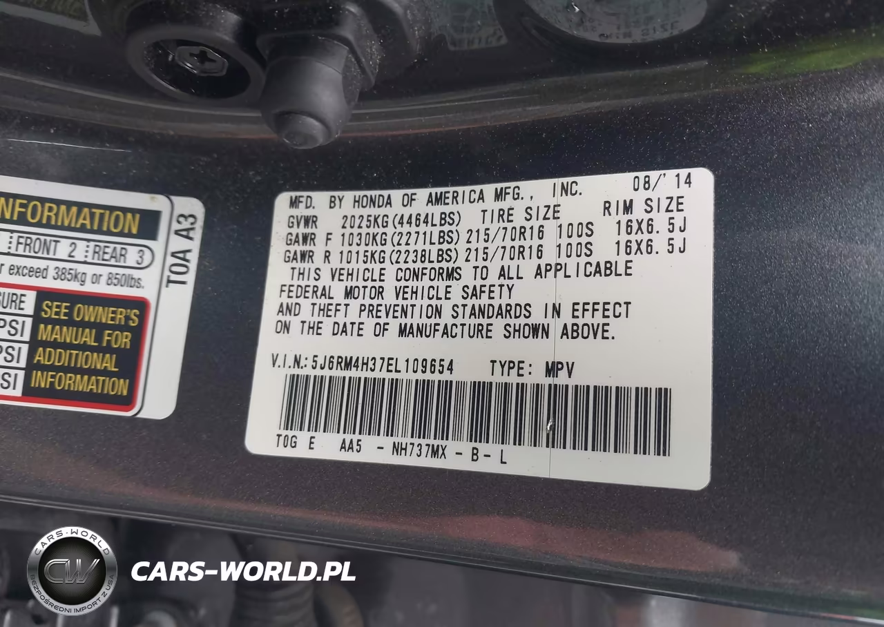 2014 Honda Cr-V Lx VIN:5J6RM4H37EL109654 - 9