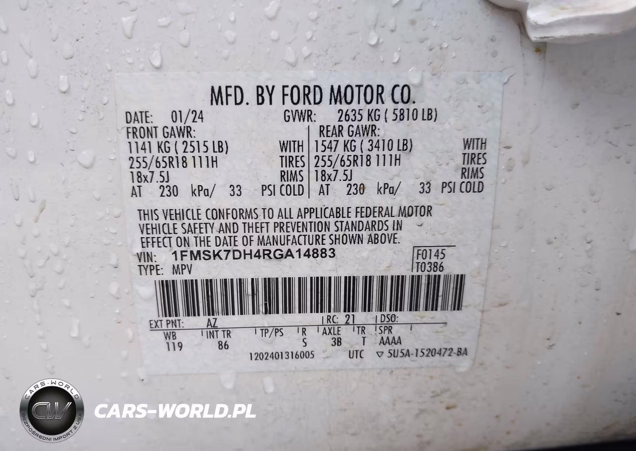 2024 Ford Explorer Xlt VIN:1FMSK7DH4RGA14883 - 9