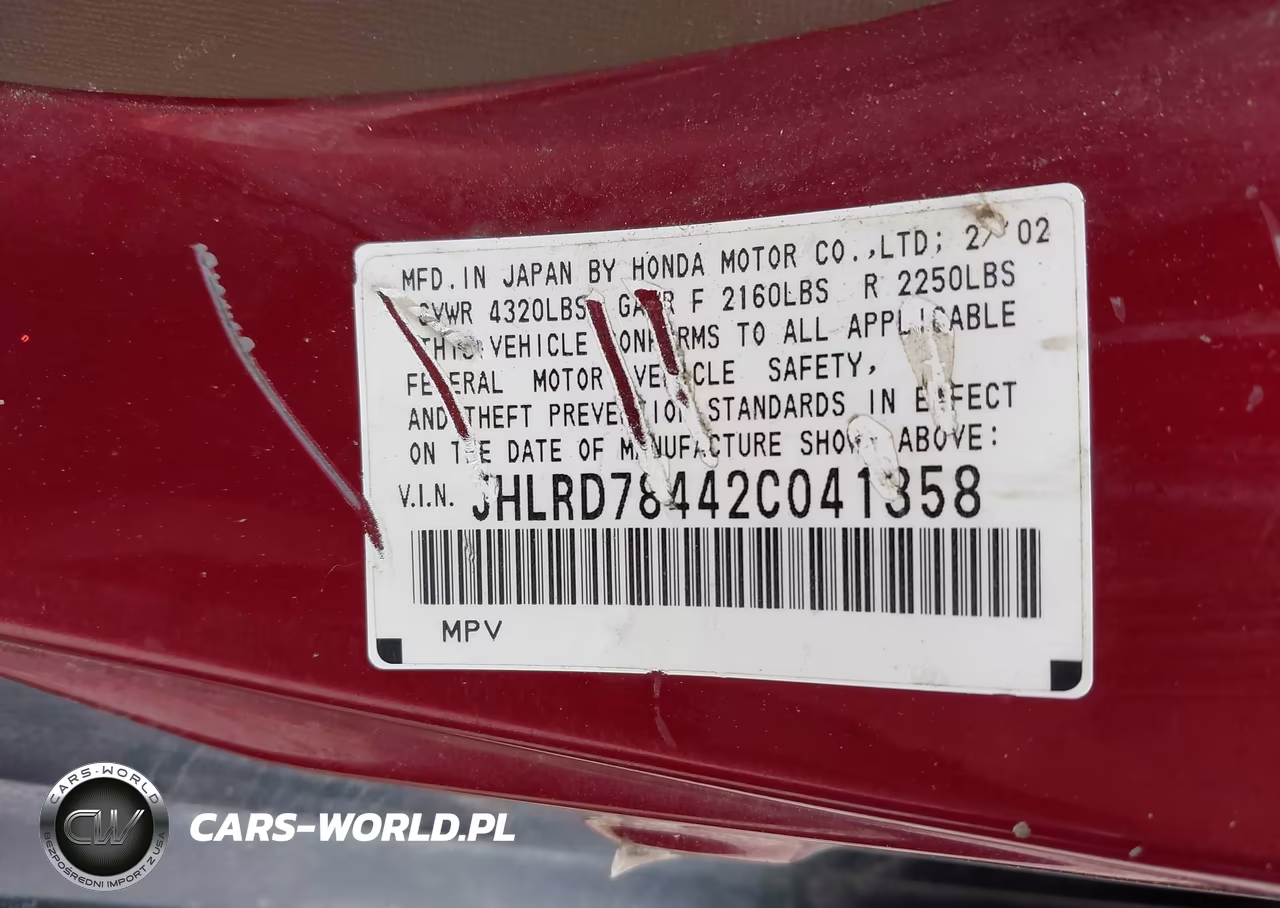 2002 Honda Cr-V Lx VIN:JHLRD78442C041358 - 9