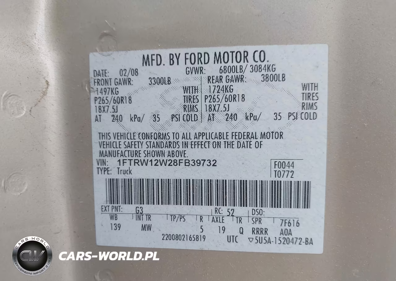 2008 Ford F-150 Xl-Xlt VIN:1FTRW12W28FB39732 - 9