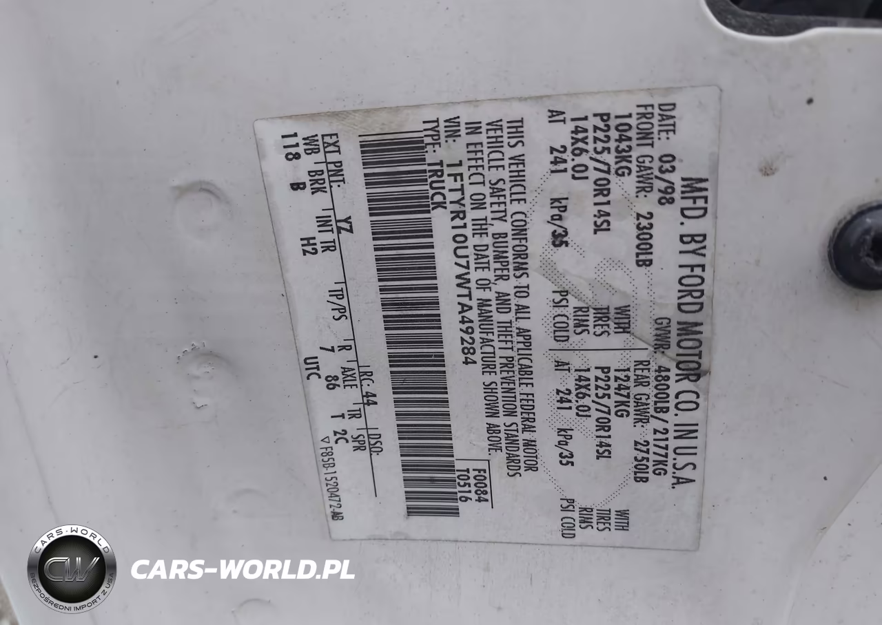 1998 Ford Ranger Splash-Xl-Xlt VIN:1FTYR10U7WTA49284 - 9