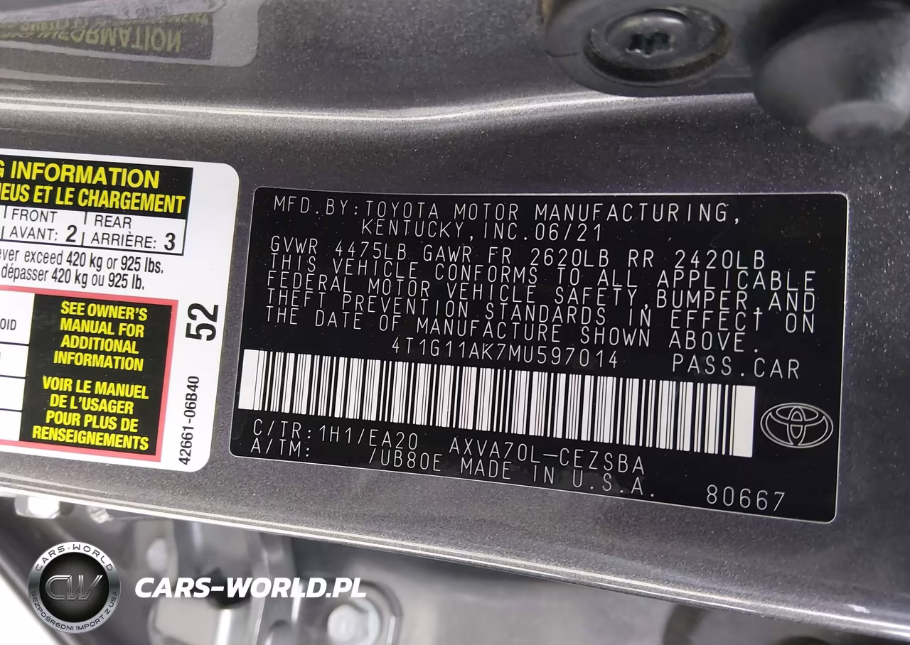 2021 Toyota Camry Se VIN:4T1G11AK7MU597014 - 9