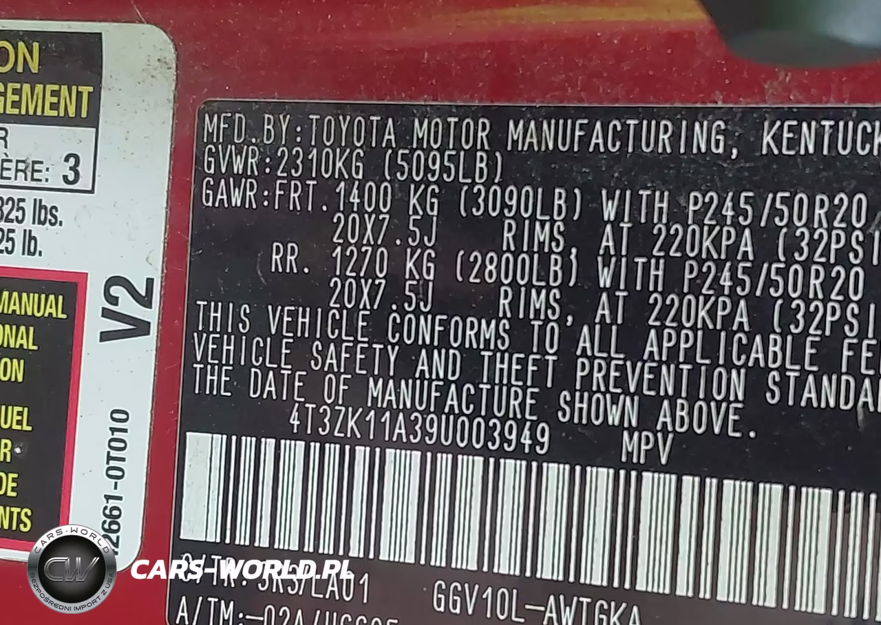 2009 Toyota Venza Base V6 VIN:4T3ZK11A39U003949 - 9