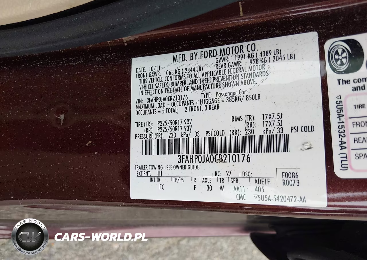2012 Ford Fusion Sel VIN:3FAHP0JA0CR210176 - 9