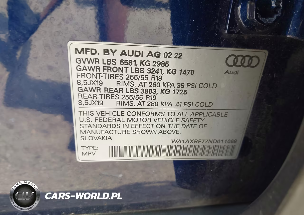 2022 Audi Q7 Premium 55 Tfsi Quattro Tiptronic VIN:WA1AXBF77ND011068 - 9
