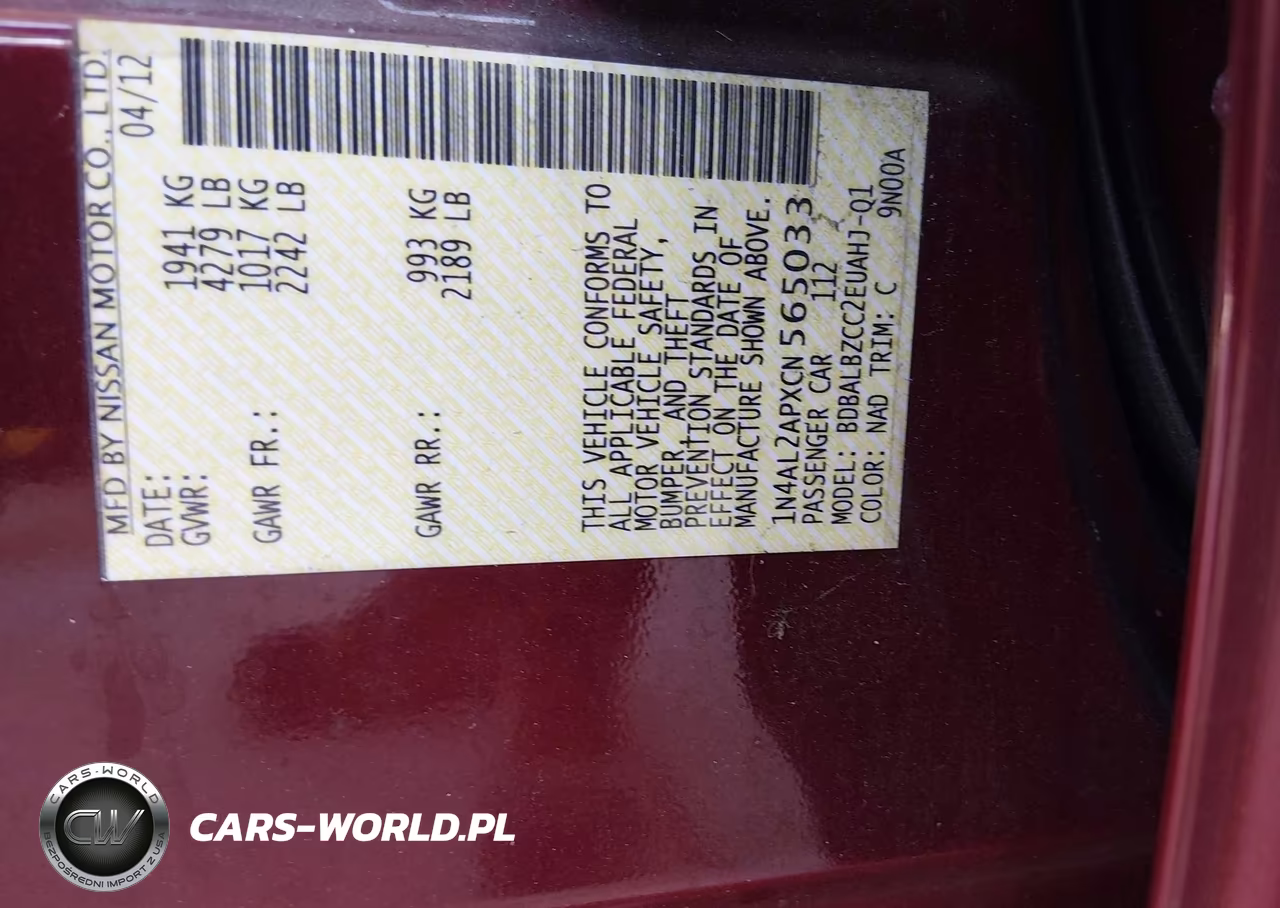 2012 Nissan Altima 2.5 S VIN:1N4AL2APXCN565033 - 9