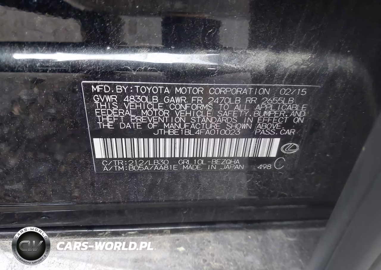 2015 Lexus Gs 350 VIN:JTHBE1BL4FA010023 - 9