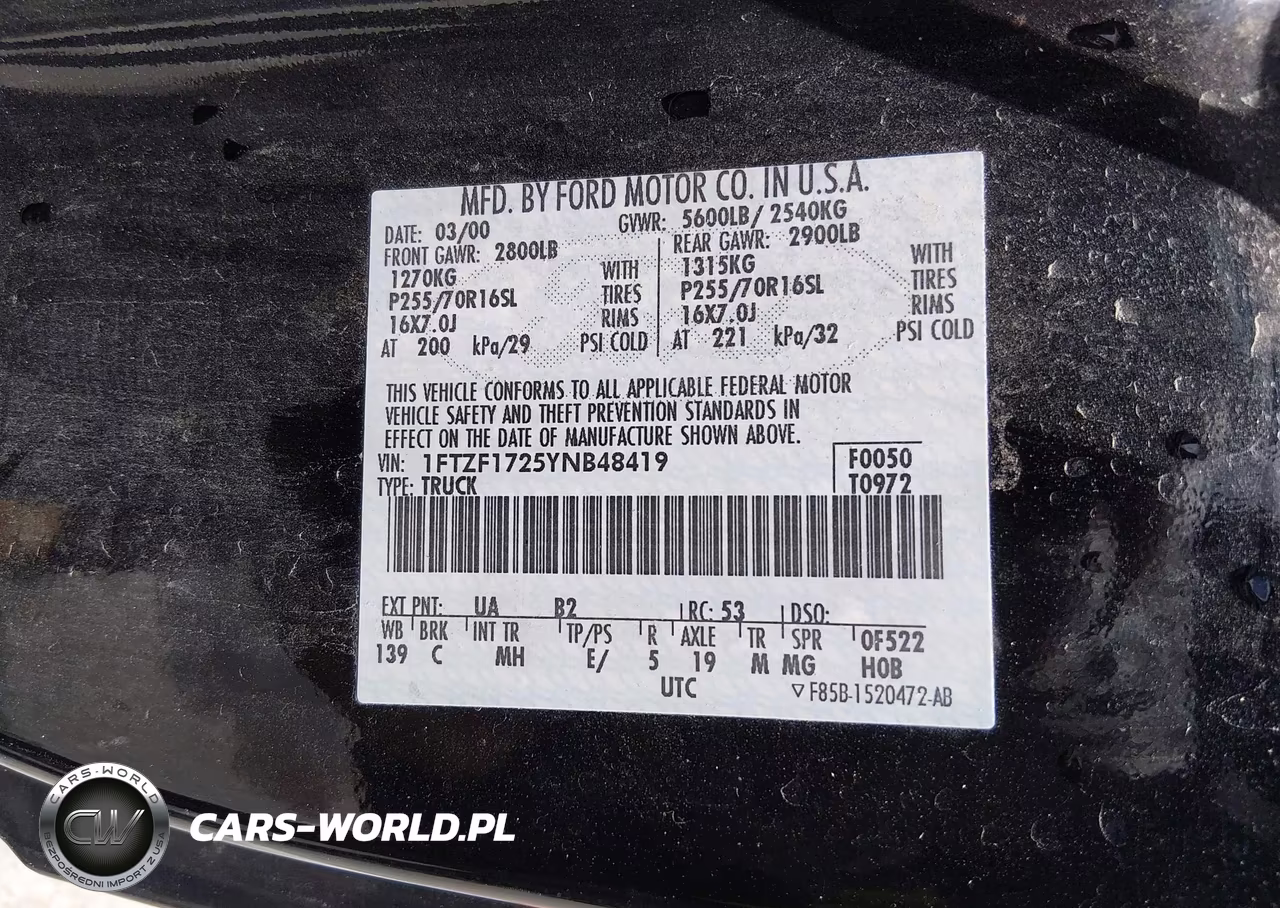 2000 Ford F-150 Work Series-Xl-Xlt VIN:1FTZF1725YNB48419 - 9