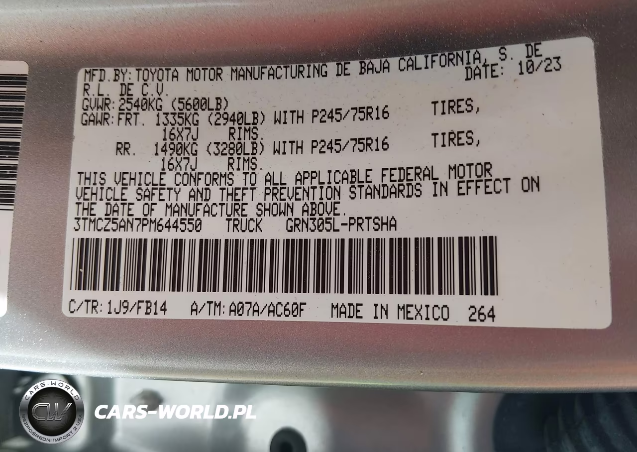 2023 Toyota Tacoma Sr V6 VIN:3TMCZ5AN7PM644550 - 9