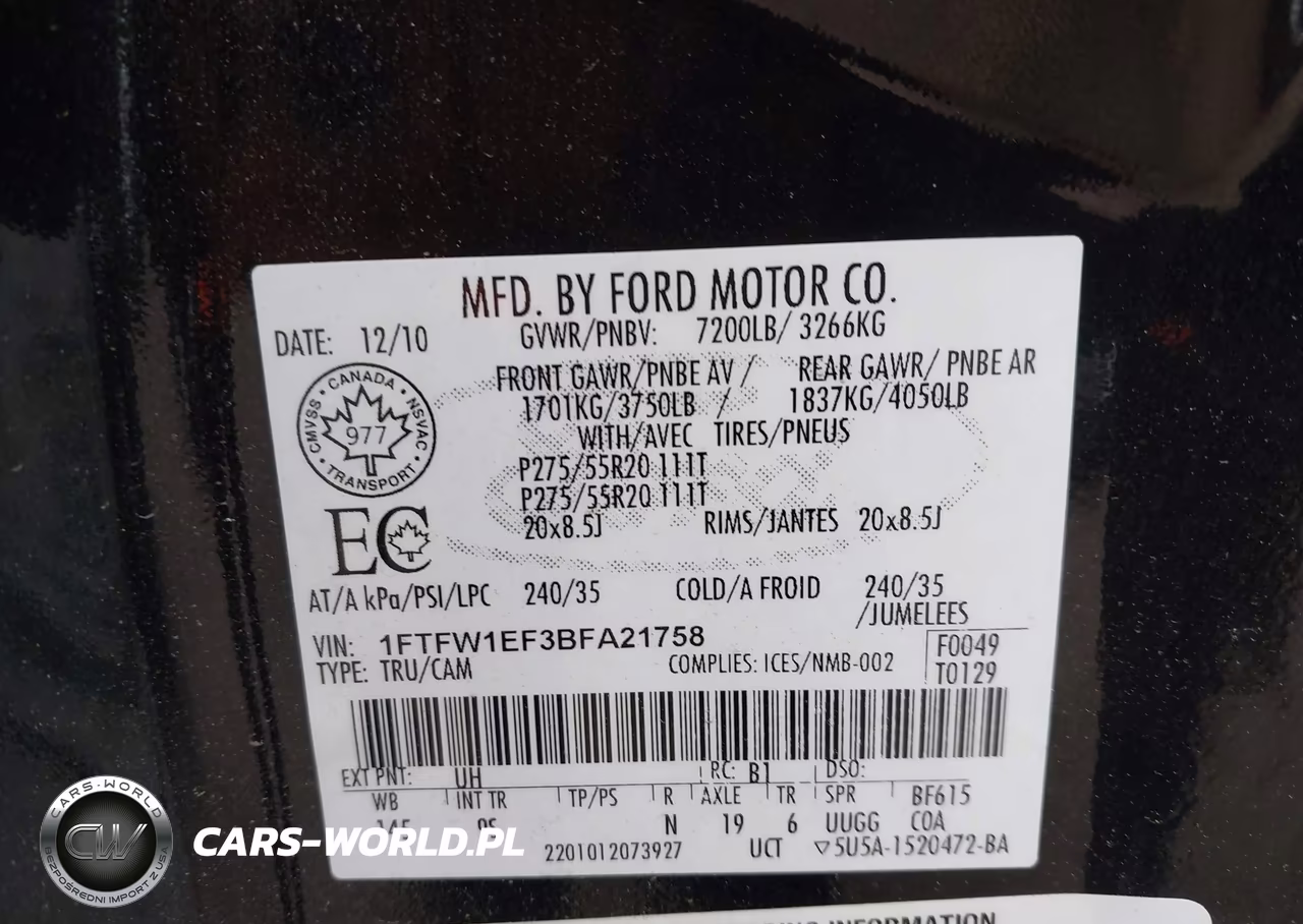 2011 Ford F-150 Platinum VIN:1FTFW1EF3BFA21758 - 9