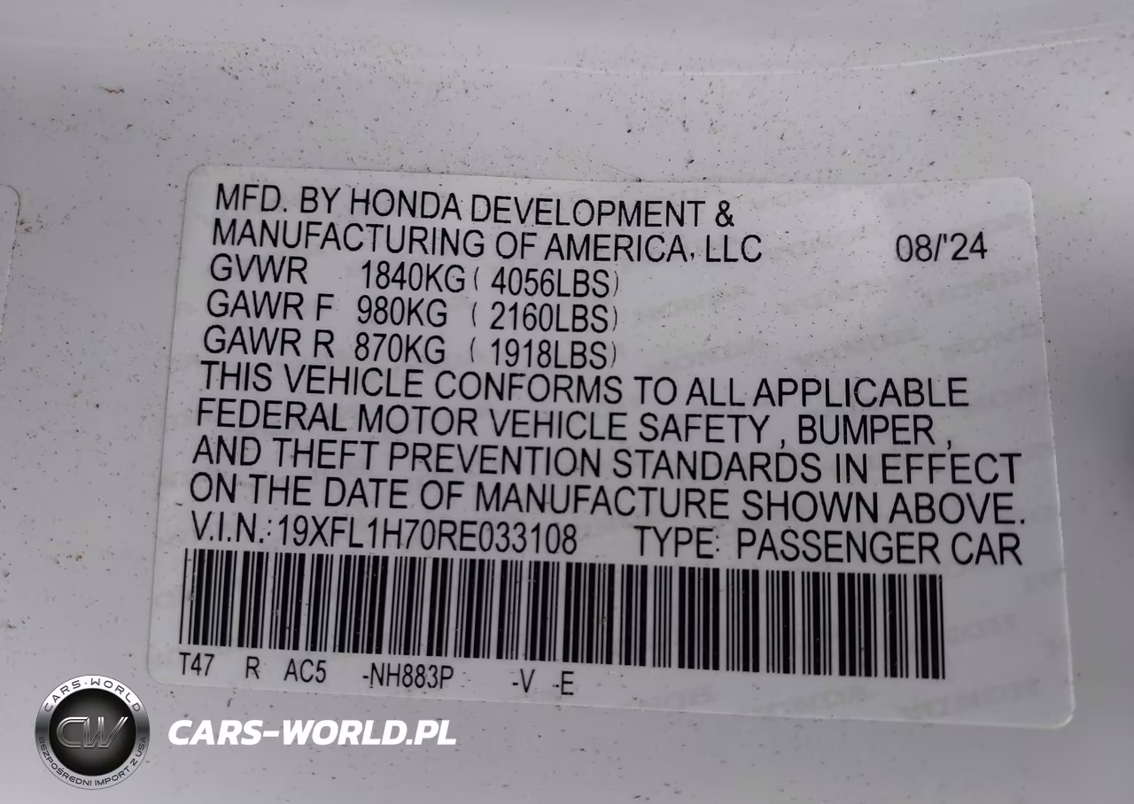 2024 Honda Civic Ex-L VIN:19XFL1H70RE033108 - 9