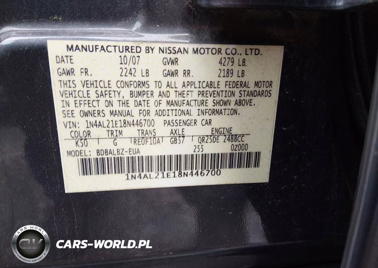 2008 Nissan Altima 2.5 S VIN:1N4AL21E18N446700 - 9