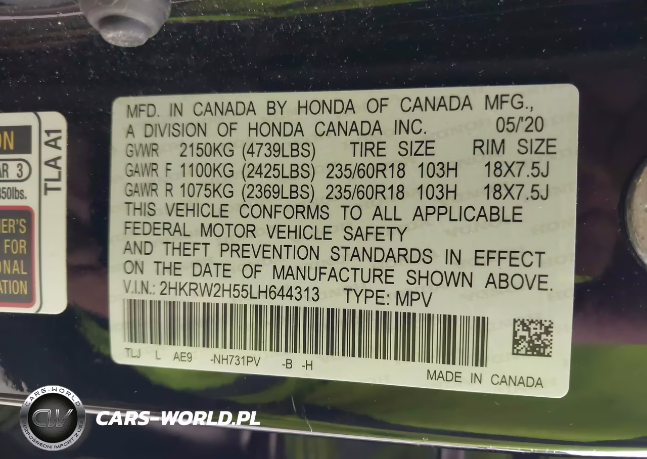 2020 Honda Cr-V Awd Ex VIN:2HKRW2H55LH644313 - 9