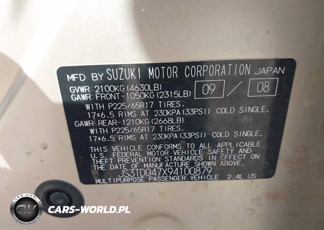 2009 Suzuki Grand Vitara Luxury VIN:JS3TD047X94100879 - 9