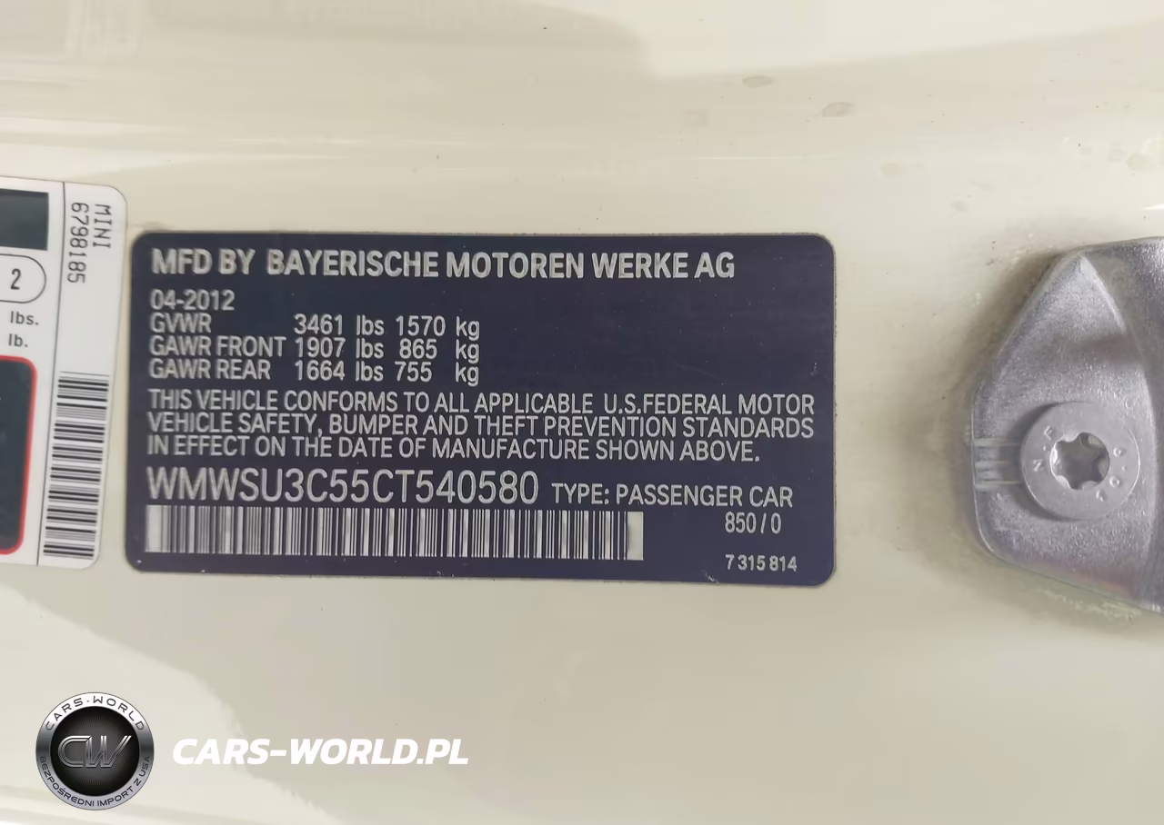 2012 Mini Cooper VIN:WMWSU3C55CT540580 - 9