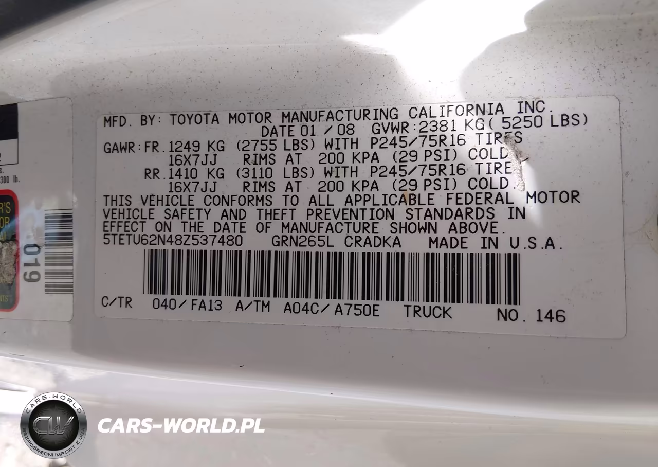 2008 Toyota Tacoma Prerunner V6 VIN:5TETU62N48Z537480 - 9