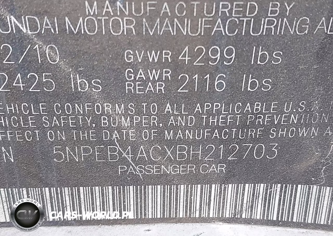 2011 Hyundai Sonata Gls VIN:5NPEB4ACXBH212703 - 9
