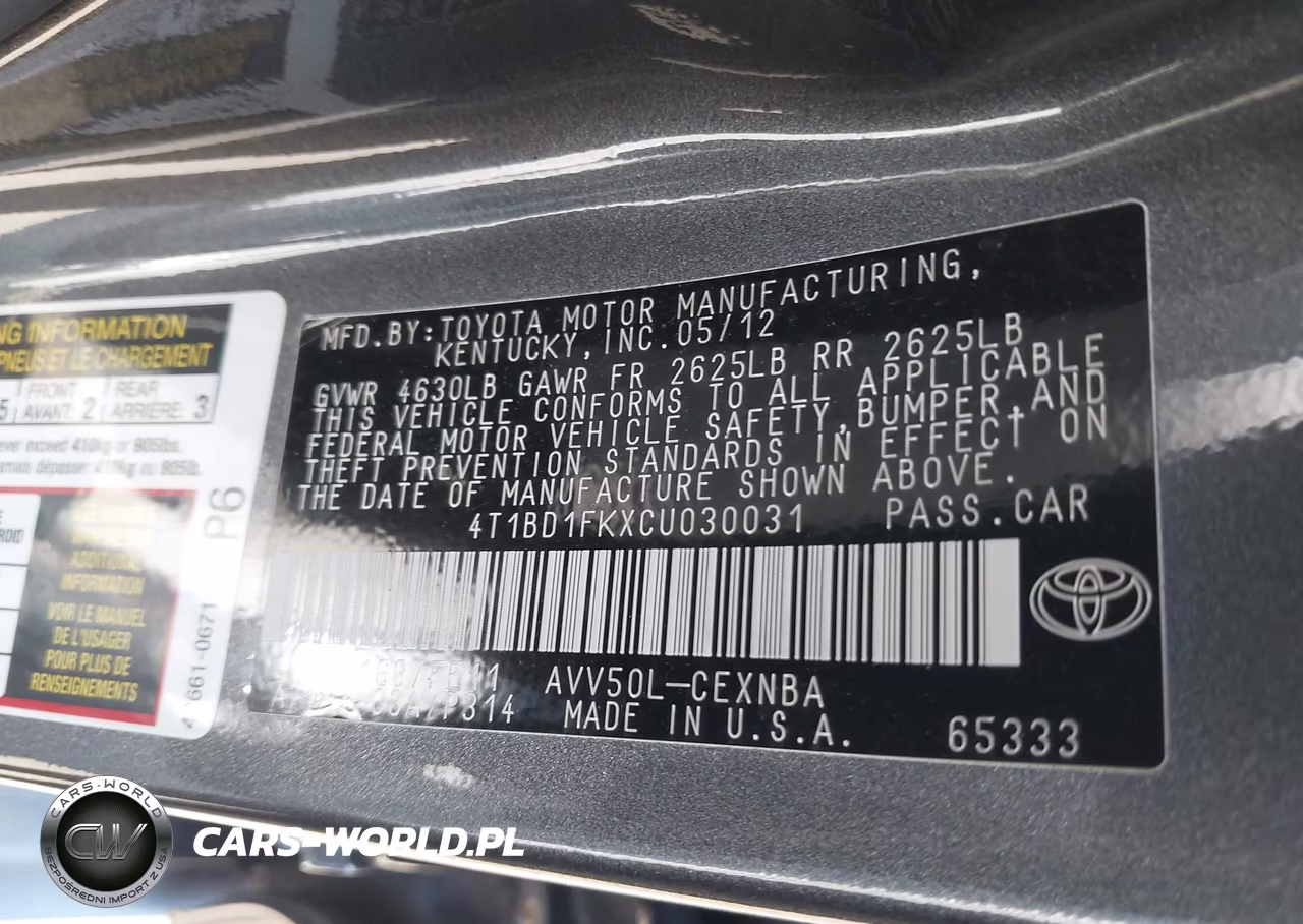 2012 Toyota Camry Hybrid Le VIN:4T1BD1FKXCU030031 - 9