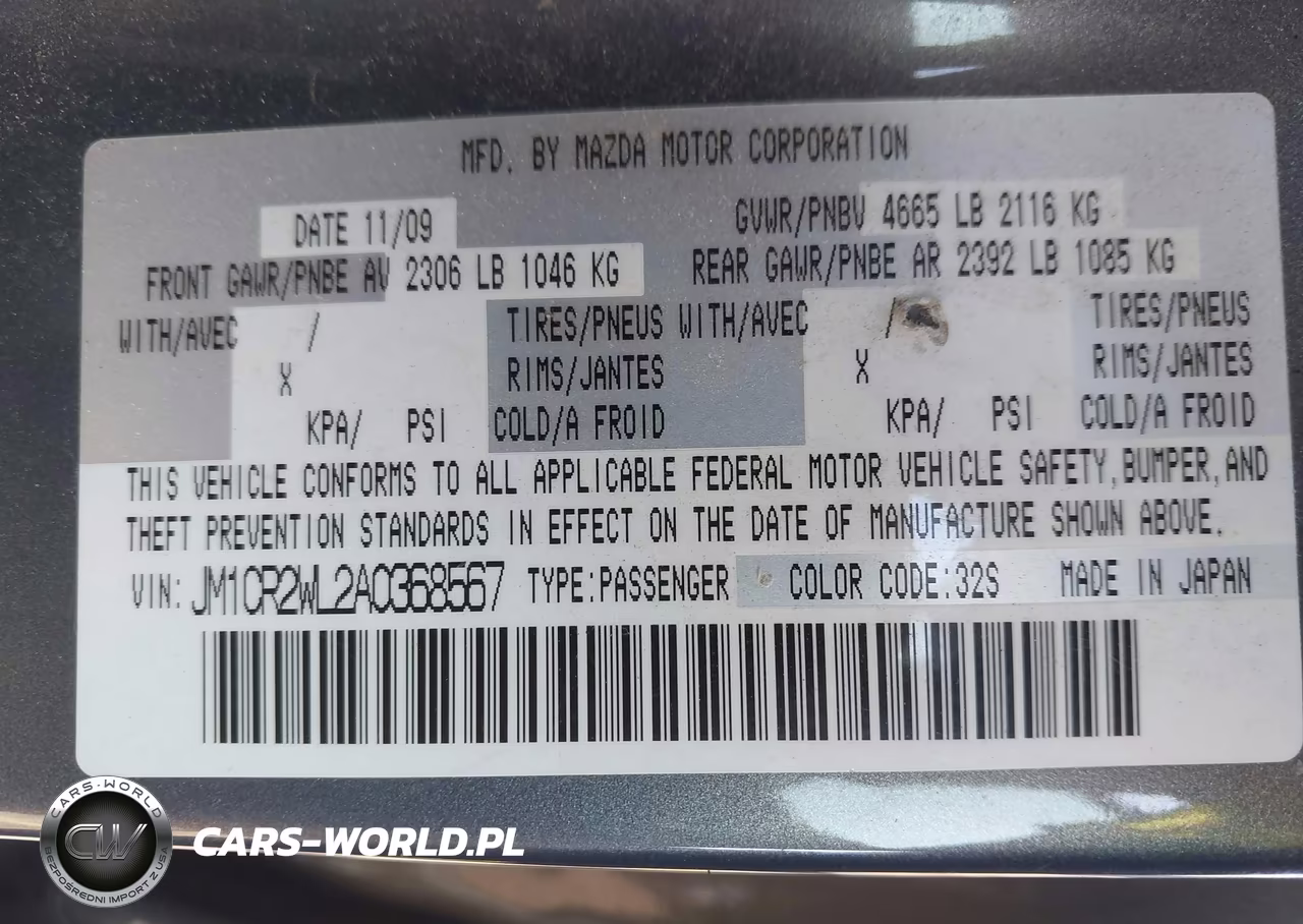2010 Mazda Mazda5 Sport VIN:JM1CR2WL2A0368567 - 9