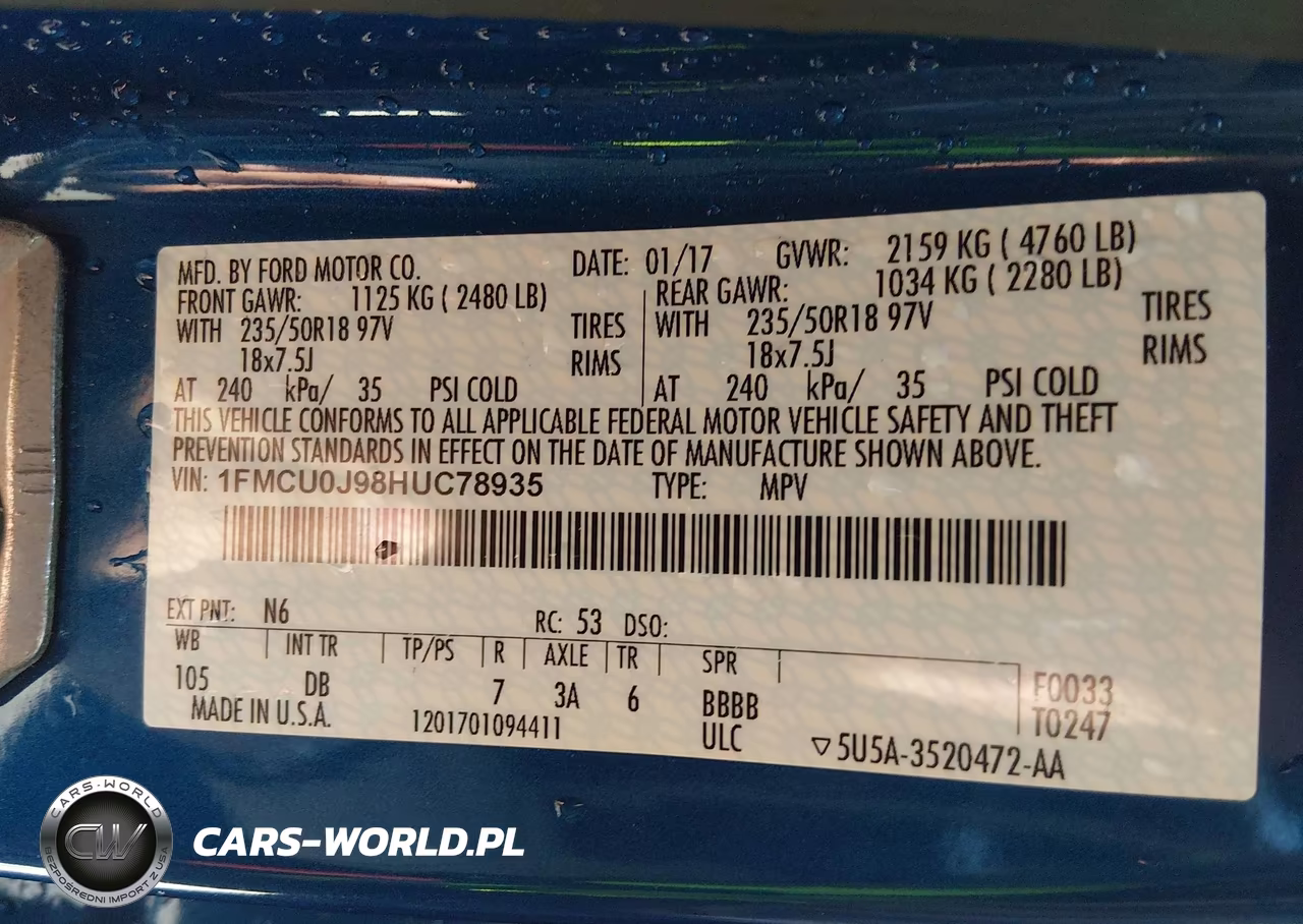 2017 Ford Escape Titanium VIN:1FMCU0J98HUC78935 - 9