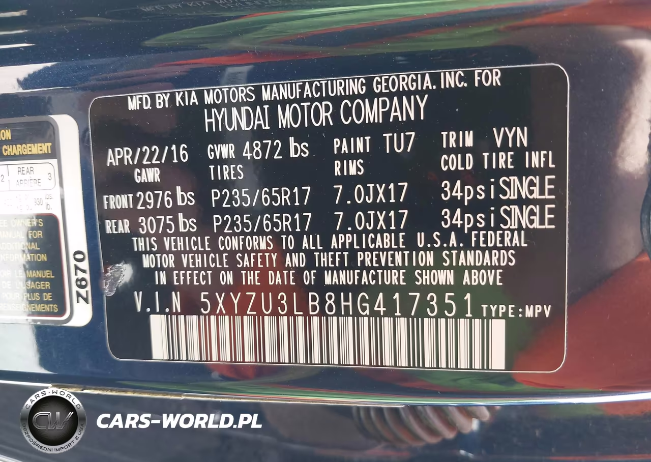 2017 Hyundai Santa Fe Sport 2.4L VIN:5XYZU3LB8HG417351 - 9