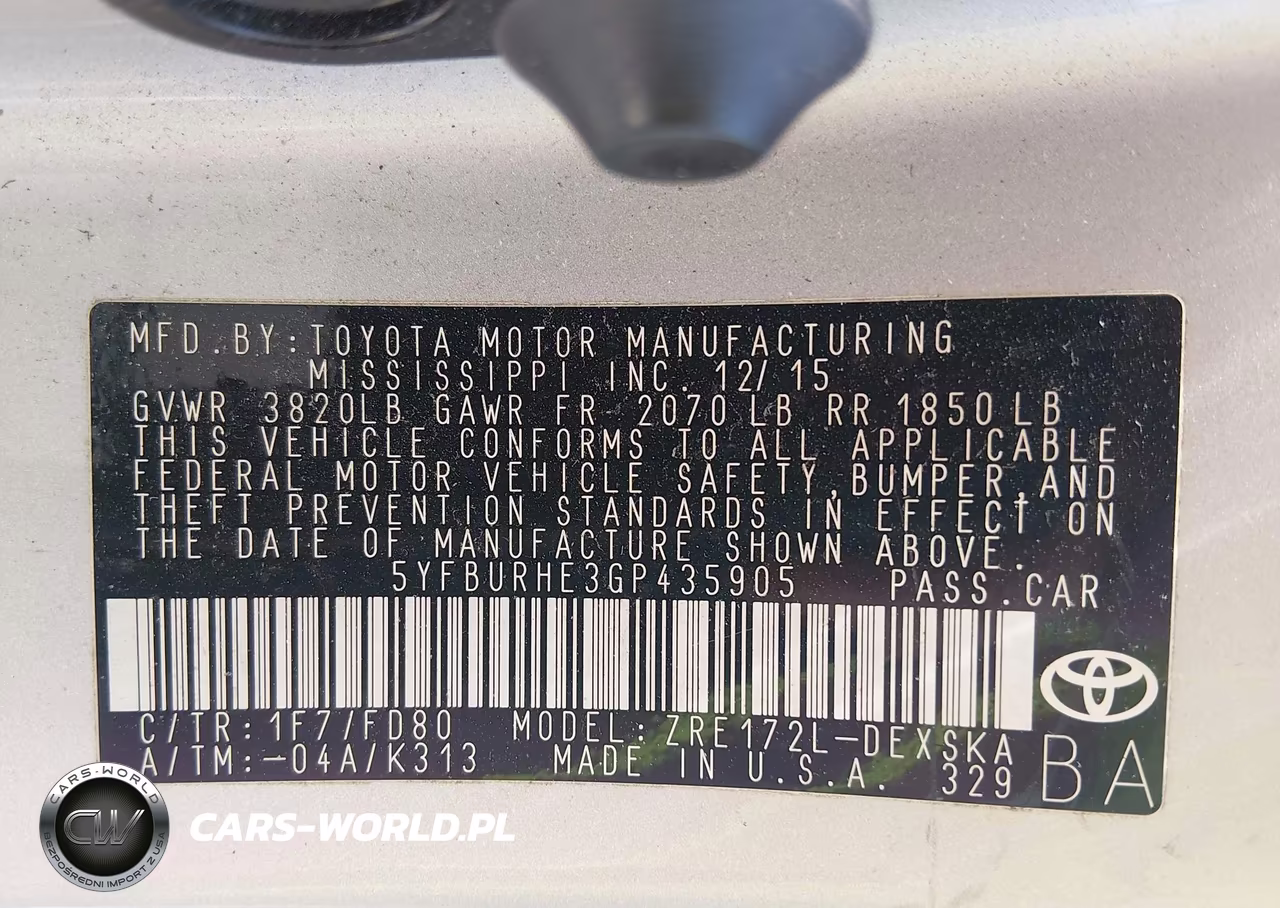 2016 Toyota Corolla S Plus VIN:5YFBURHE3GP435905 - 9