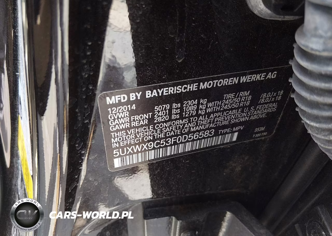 2015 BMW X3 xDrive28I VIN:5UXWX9C53F0D56583 - 9