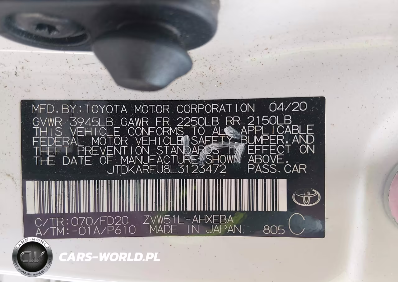 2020 Toyota Prius Le VIN:JTDKARFU8L3123472 - 9