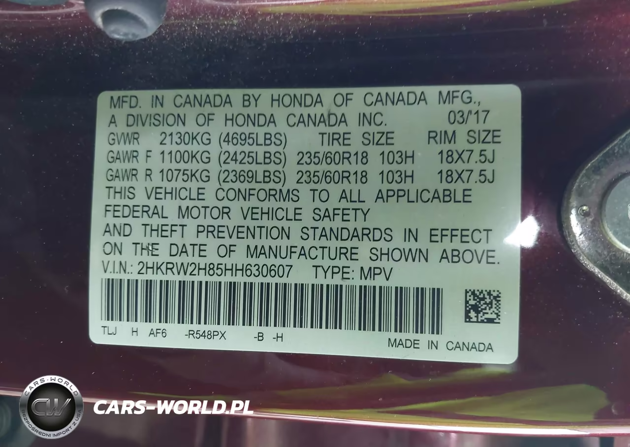 2017 Honda Cr-V Ex-L-Ex-L Navi VIN:2HKRW2H85HH630607 - 9