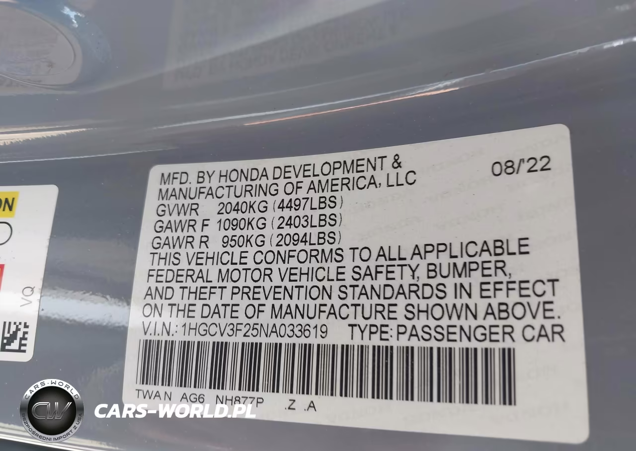 2022 Honda Accord Hybrid Sport VIN:1HGCV3F25NA033619 - 9