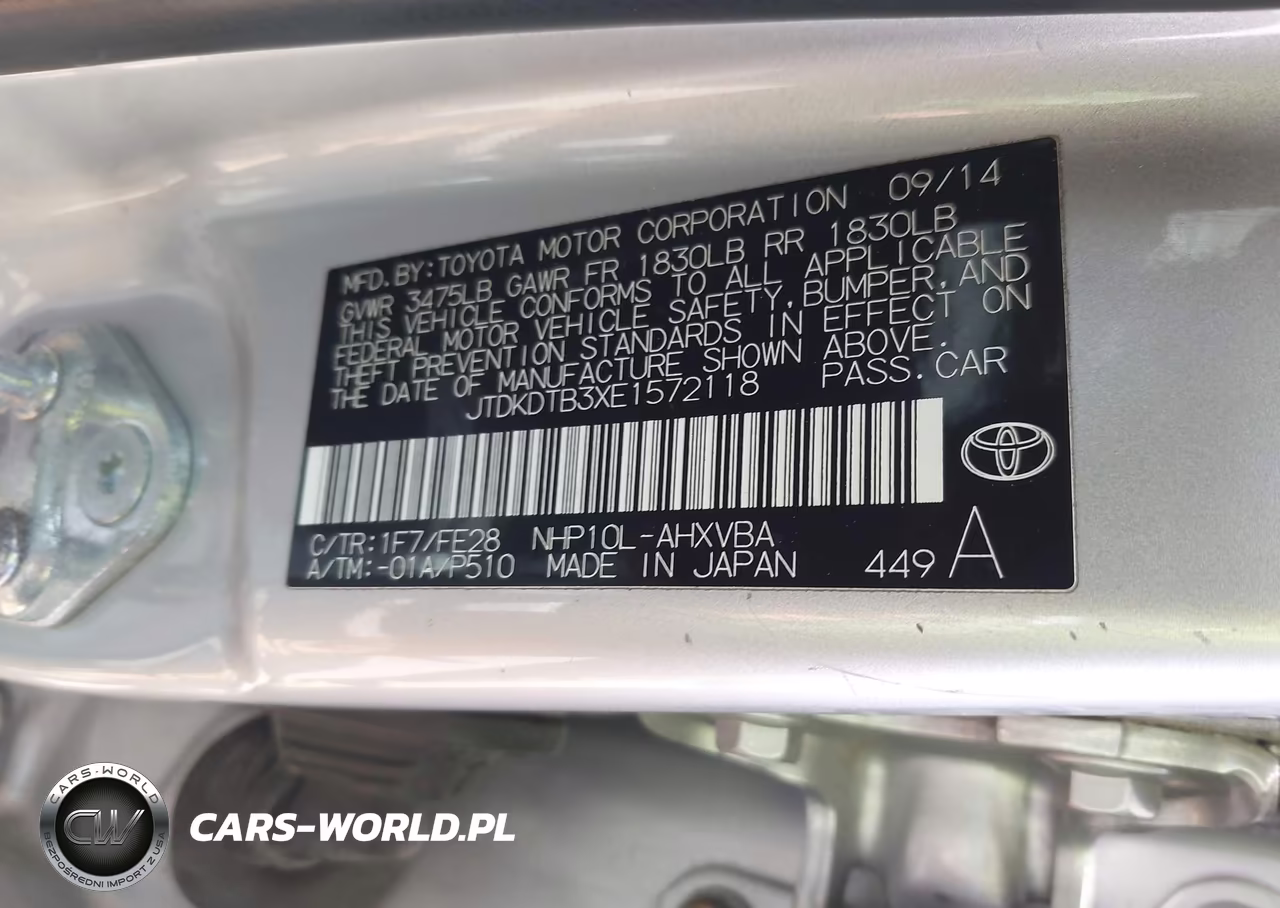 2014 Toyota Prius C One VIN:JTDKDTB3XE1572118 - 9