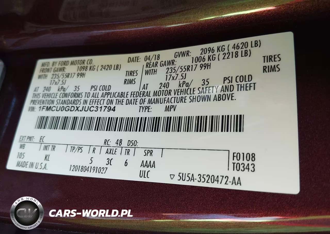 2018 Ford Escape Se VIN:1FMCU0GDXJUC31794 - 9