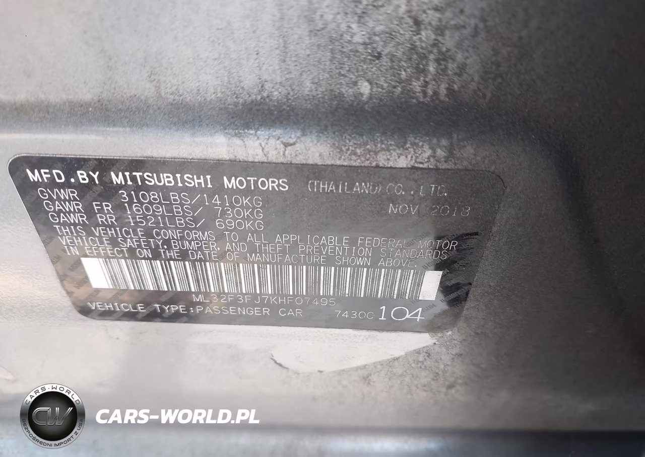 2019 Mitsubishi Mirage G4 Es VIN:ML32F3FJ7KHF07495 - 9