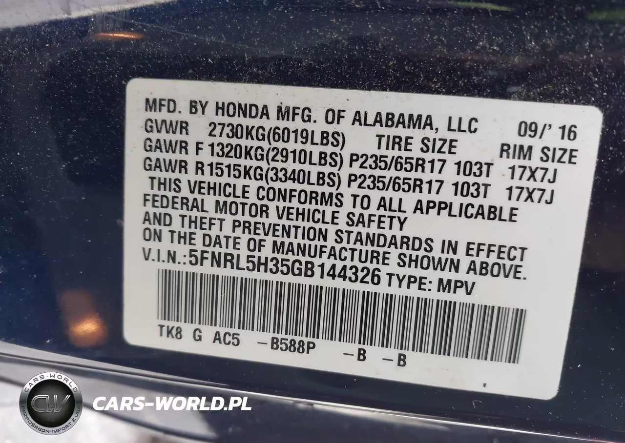 2016 Honda Odyssey Se VIN:5FNRL5H35GB144326 - 9